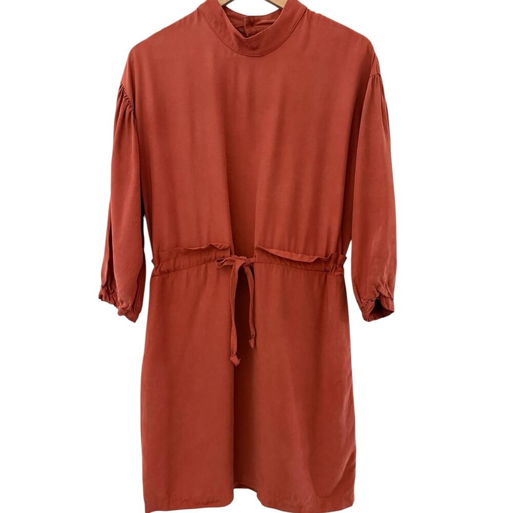 Eve Gravel Sonora Cinch Waist Dress Burnt Orange Pockets Size Small - Picture 5 of 13